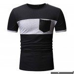 Black T Shirt Men Donci Crew Neck Slim Fit Tee Casual Summer Pocket Black and White Stitching Tops Black B07PV9QCRD